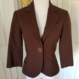 TRINA TURK Single Button 3/4 Sleeve Cotton Blazer